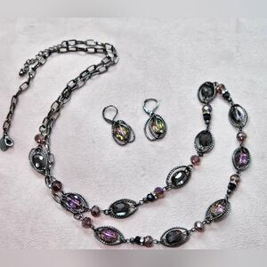 Charming Charlie Purple Jewelry Set Necklace and Earrings